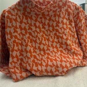 Maeve Vibrant Orange and Cream Cowl Neck Sweater